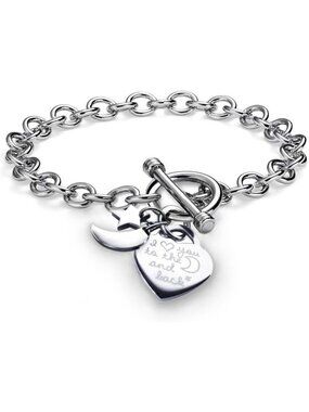 Heart Charm Bracelet with Moon & Star - I Love You to the Moon - Gift for Women